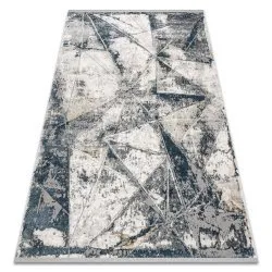 Alfombra TULS estructural, franjas 51326 moderna, Geométrico, mosaico marfil / azul