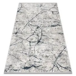 Alfombra TULS estructural, franjas 51320 moderna, Mármol marfil / azul