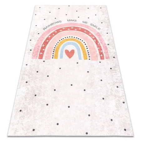 Alfombra lavable JUNIOR 51300.802 Arcoiris, puntos para niños antideslizante - beige