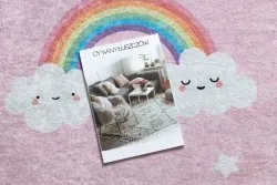 Alfombra lavable JUNIOR 52063.802 Arcoiris, nubes para niños antideslizante - rosado