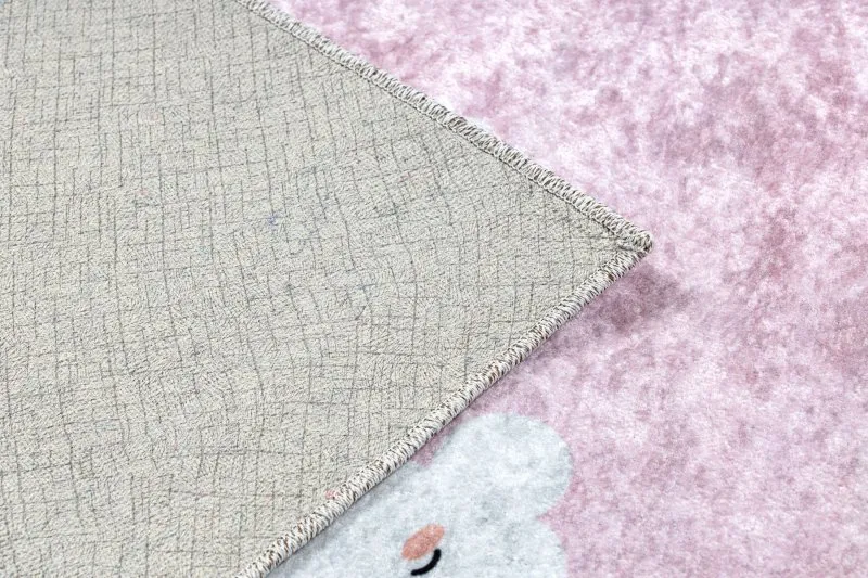 Alfombra lavable JUNIOR 52063.802 Arcoiris, nubes para niños antideslizante - rosado