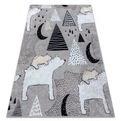 Alfombra lavable JUNIOR 51974.802 Osos, animales para niños antideslizante - gris