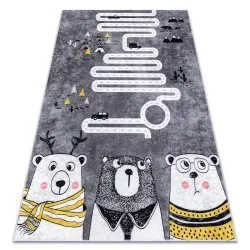 Alfombra lavable JUNIOR 52107.801 Osos, animales, calles para niños antideslizante - gris