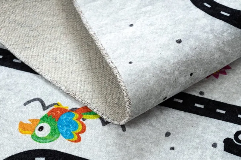 Dywan do prania JUNIOR 51490.802 Zwierzęta, uliczki dla dzieci, antypoślizgowy - szary