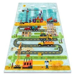Alfombra lavable JUNIOR 52105.801 Sitio de construcción, calles para niños antideslizante - azul