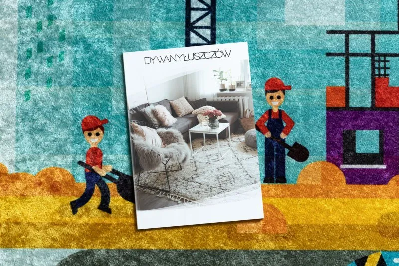 Dywan do prania JUNIOR 52105.801 Plac budowy, uliczki dla dzieci, antypoślizgowy - niebieski