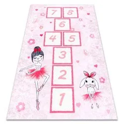 Alfombra lavable JUNIOR 51828.802 rayuela, bailarina para niños antideslizante - rosado