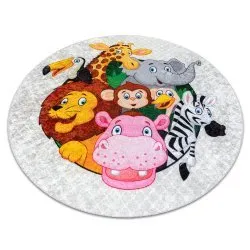 Alfombra lavable JUNIOR 51595.801 circulo Animales, África para niños antideslizante - gris