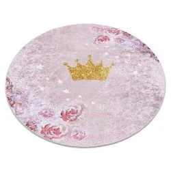 Alfombra lavable JUNIOR 51549.802 circulo corona para niños antideslizante - rosado