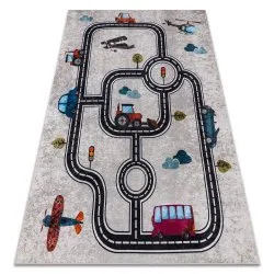 Alfombra lavable JUNIOR 52242.801 Ciudad, calles para niños antideslizante - beige / negro
