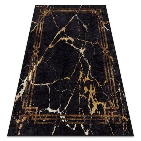 Alfombra lavable MIRO 51333.801 Mármol, marco antideslizante - negro / oro