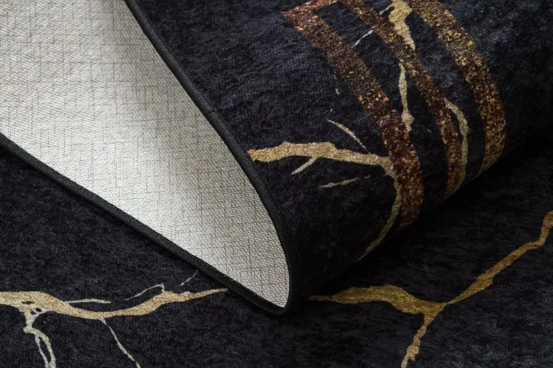 Alfombra lavable MIRO 51333.801 Mármol, marco antideslizante - negro / oro