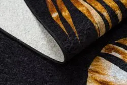 Alfombra lavable MIRO 51518.805 Hojas, marco antideslizante - negro / oro