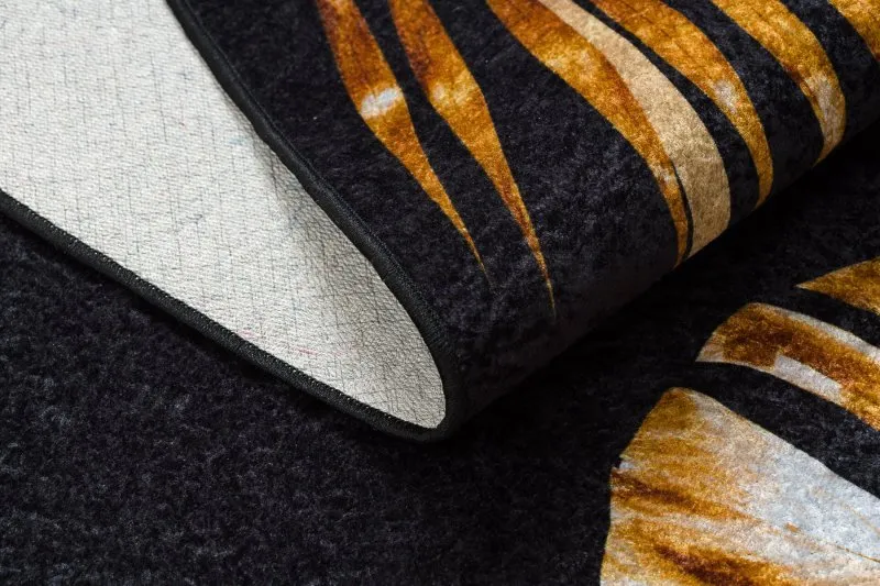 Alfombra lavable MIRO 51518.805 Hojas, marco antideslizante - negro / oro