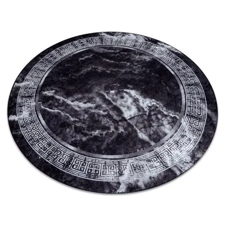 Alfombra lavable MIRO 51199.807 circulo Mármol, griego antideslizante - negro / blanco