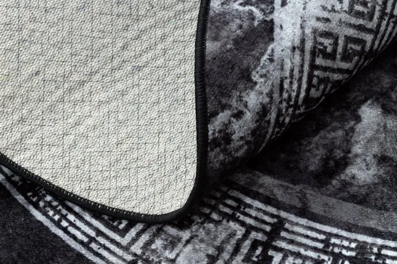 Alfombra lavable MIRO 51199.807 circulo Mármol, griego antideslizante - negro / blanco