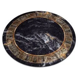 Alfombra lavable MIRO 51199.806 circulo Mármol, griego antideslizante - negro / dorado