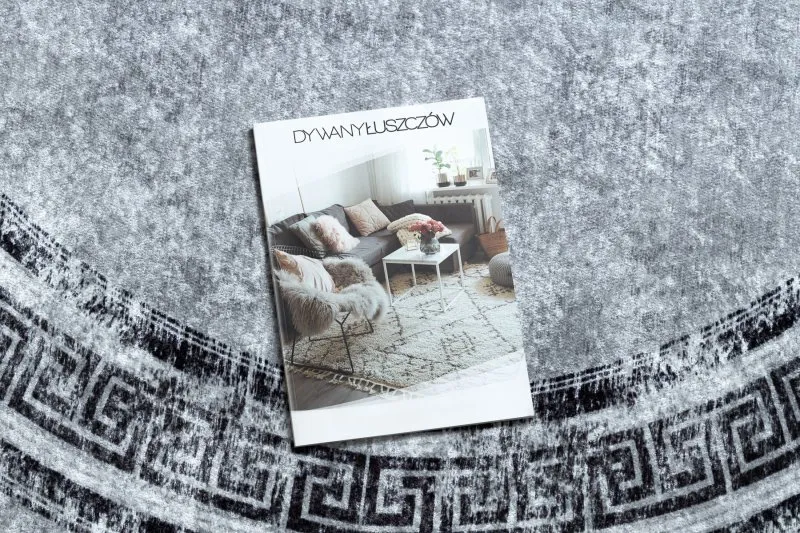 Dywan do prania MIRO 51254.802 koło Marmur, grecki antypoślizgowy - szary / czarny
