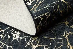 Alfombra lavable MIRO 11111.2106 Mármol, glamour antideslizante - negro / oro