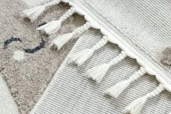 Alfombra YOYO EY78 blanco / beige - Nube, Arcoiris, puntos para niños, estructural, sensorial Flecos