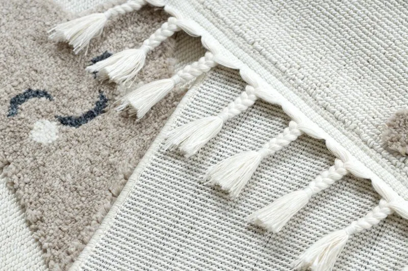 Alfombra YOYO EY78 blanco / beige - Nube, Arcoiris, puntos para niños, estructural, sensorial Flecos