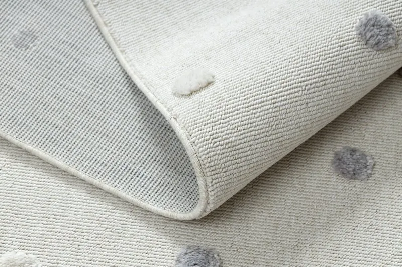 Alfombra YOYO EY78 blanco / beige - Nube, Arcoiris, puntos para niños, estructural, sensorial Flecos