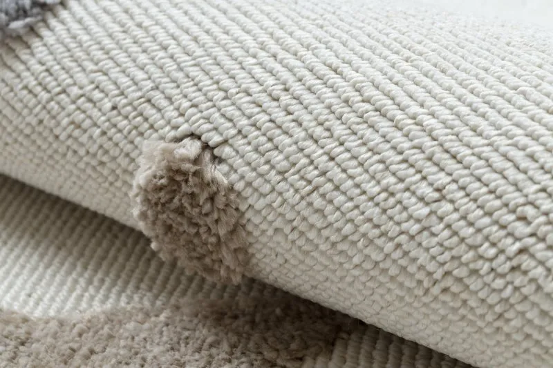 Alfombra YOYO EY78 blanco / beige - Nube, Arcoiris, puntos para niños, estructural, sensorial Flecos