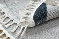 Alfombra YOYO EY81 circulo gris / blanco - Oso, montañas para niños, estructural, sensorial Flecos