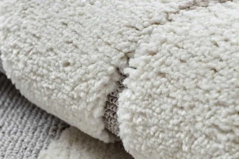 Alfombra YOYO EY81 circulo gris / blanco - Oso, montañas para niños, estructural, sensorial Flecos