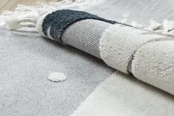 Alfombra YOYO EY81 circulo gris / blanco - Oso, montañas para niños, estructural, sensorial Flecos