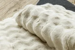 Dywan BUBBLE koło kość słoniowa 12 IMITACJA FUTRA KRÓLIKA strukturalny 3D