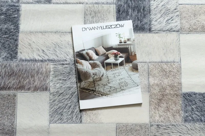 Dywan PATCHWORK 21723 szary - Skóra bydlęca, Deski 