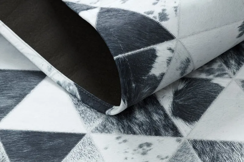 Dywan PATCHWORK 21722 szary - Skóra bydlęca, Trójkąty