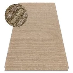 Alfombra JUTE 3652 beige obscuro uniforme - yute, tejido plano, flecos
