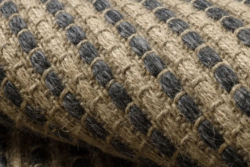 Dywan JUTE 3652 czarny / beż linie - jutowy, płaskotkany, frędzle