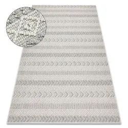 Alfombra JERSEY 19243 gris - Espina de pescado, estructural, lazo BOHO