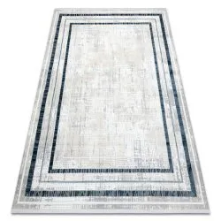 Alfombra moderna DUKE 51523 crema / azul - Estructura, estructurada, muy suave, flecos