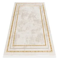 Alfombra moderna DUKE 51523 crema / dorado - Estructura, estructurada, muy suave, flecos