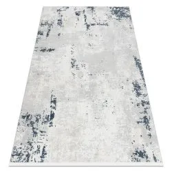 Alfombra moderna DUKE 51378 crema / azul - Hormigón, piedra estructurada, muy suave, flecos