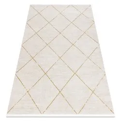 Alfombra moderna DUKE 51245 crema / dorado - Conducción, estructurada, muy suave, flecos