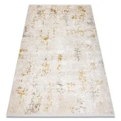 Alfombra moderna DUKE 51546 crema / dorado - Vintage, estructurada, muy suave, flecos