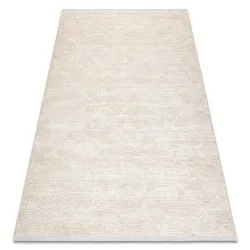 Alfombra moderna DUKE 51533 crema - Geométrico, estructurada, muy suave, flecos