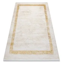 Alfombra moderna DUKE 51524 crema / dorado - Estructura, griego estructurada, muy suave, flecos