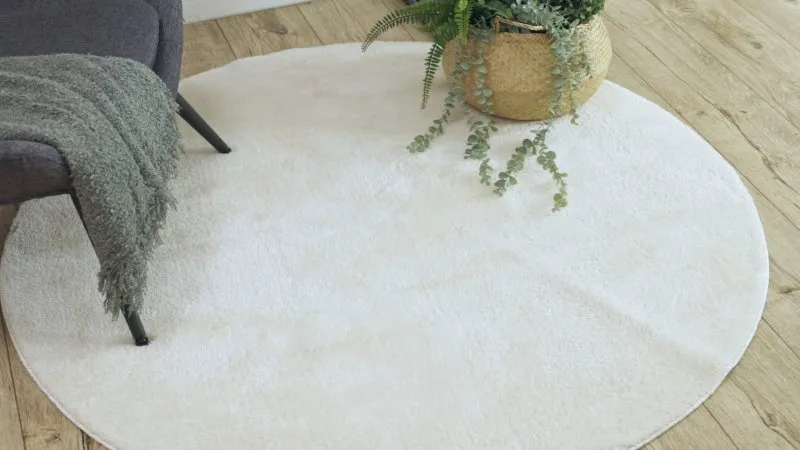 Alfombra de lavado moderna LINDO circulo crema, antideslizante, peluda