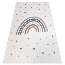 Alfombra BONO 8302 Arcoíris, corazones crema / marrón