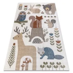 Alfombra BONO 8425 Animales del bosque crema / marrón