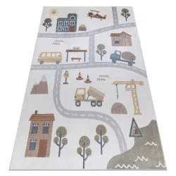 Alfombra BONO 9207 calles, ciudad, sitio de construcción crema / gris claro
