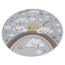 Alfombra BONO 8437 círculo nubes, cielo, gris claro / crema