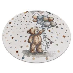 Alfombra BONO 9614 círculo Oso, globos crema / gris claro