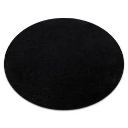 Alfombra BUENOS circulo 6649 shaggy liso, de un solo color negro